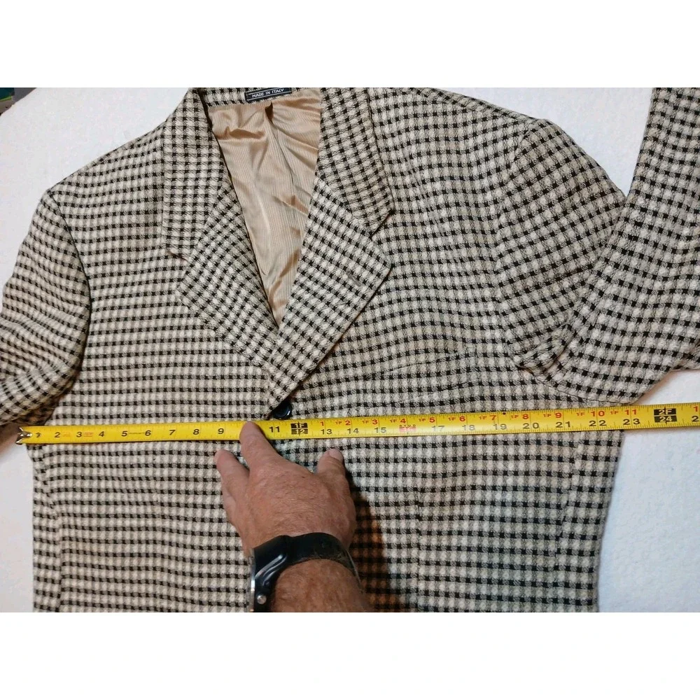 Zanetti Italy Men Super 100s Merino Wool Houndstooth Sport Coat Blazer Size 52R